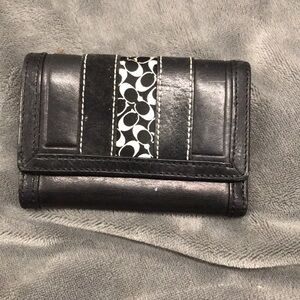 Coach Black Wallet with White Pattern